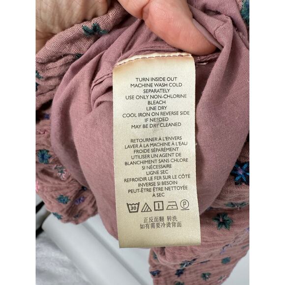 Free People Mini Dress Women S Mauve Pink Bubble Hem Floral Embroidered Cottage - Picture 9 of 11